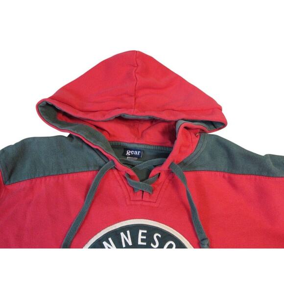 CCM Minnesota Wild Lace up Hoodie NHL Hockey Vintage Mens Large Faded Red Green - Picture 3 of 12
